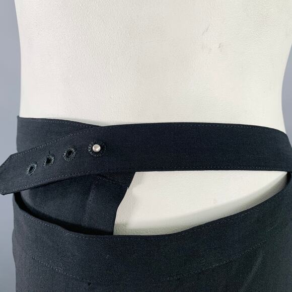 JEAN PAUL GAULTIER Size XL Black Wool Silk Wrap Around Skirt - Picture 4 of 7